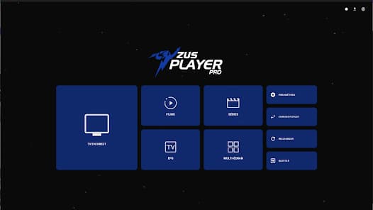 ZUS PLAYER Welcome screen